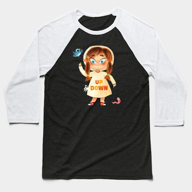 Up + Down Baseball T-Shirt by Geeksarecool